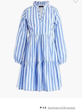 J. Crew Tiered popover dress in striped cotton poplin
